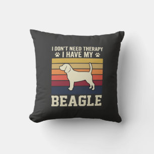 Coussin Chien de thérapie rétro Beagle vintage