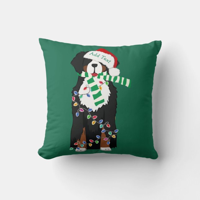 Coussin Chien de vacances de Noël Bernese Mountain (Recto)