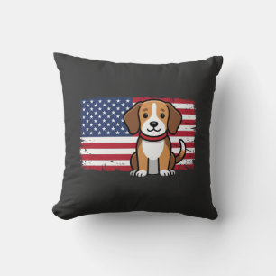 Coussin Chien Drapeau Américain Vectoriel Patriotique