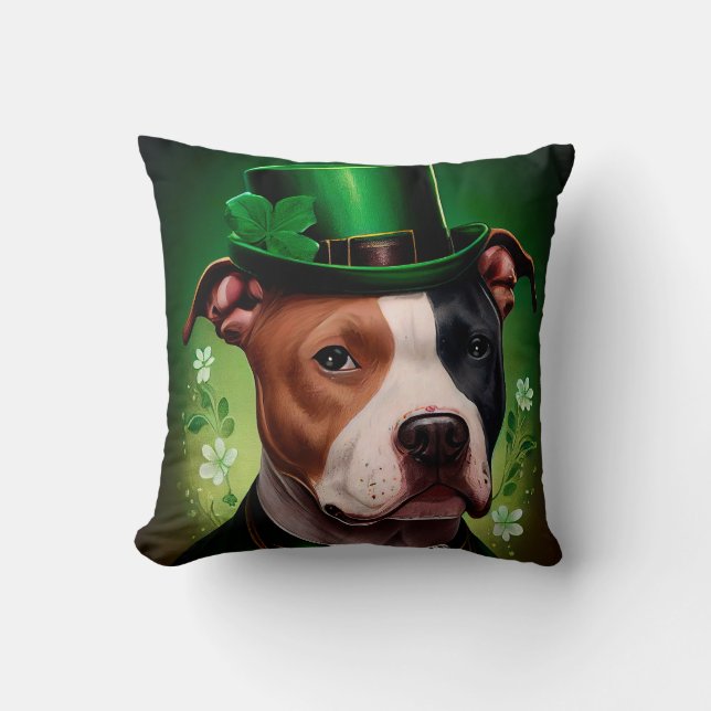 Coussin Chien du Staffordshire américain à la St. Patrick' (Recto)