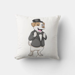 Coussin Chien en chambre avec ruban