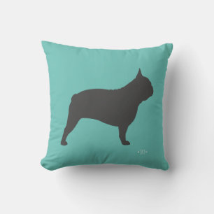 Coussin Chien français gris Silhouette Chien français Turq