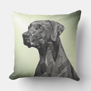 Coussin Chien géométrique gris sur fond vert