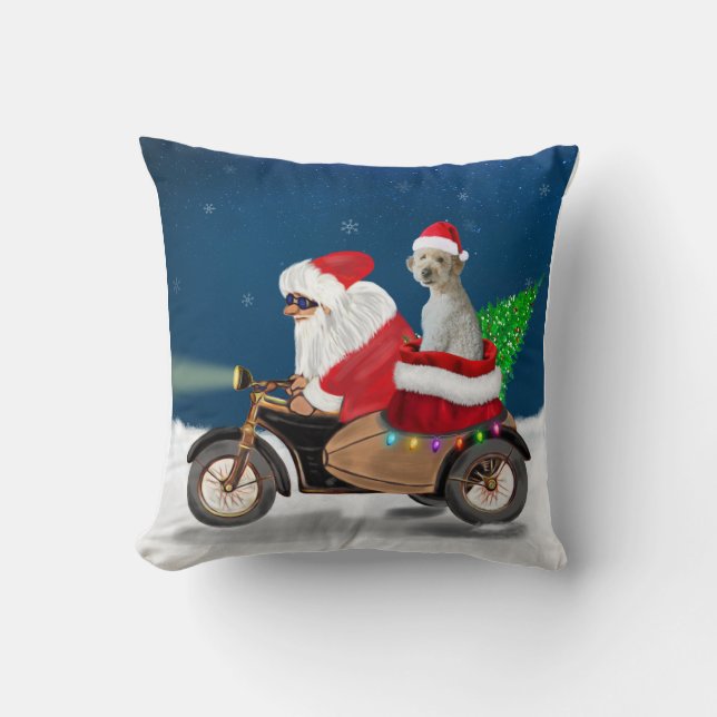 Coussin chien Goldendoodle Noël Père Noël (Recto)