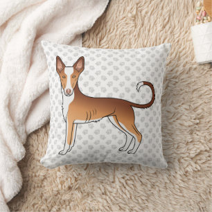 Coussin Chien Ibizan Hound à poil lisse rouge et blanc et 