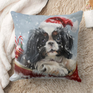Coussin Chien Japonais Chin Noël Fête