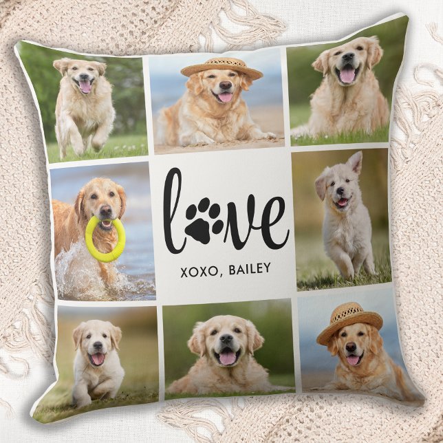 Coussin Chien LOVE Empreinte de patte Personnalisé Animaux (Créateur téléchargé)
