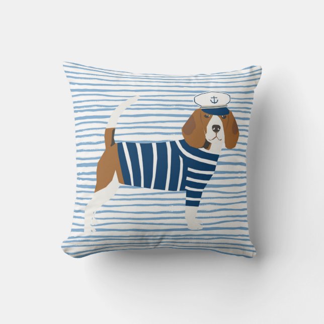 Coussin Chien marin beagle chien marin mignon thème nautiq (Recto)
