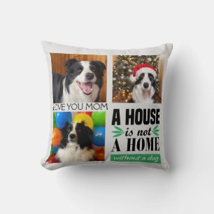 Coussin Chien mère trois photo personnalisée collage & cu