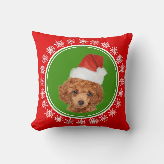 Coussin Chien mignon de casquette de Père Noël de Noël de (Recto)