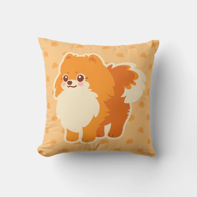 Coussin Chien mignon Kawaii Pomeranian (Recto)