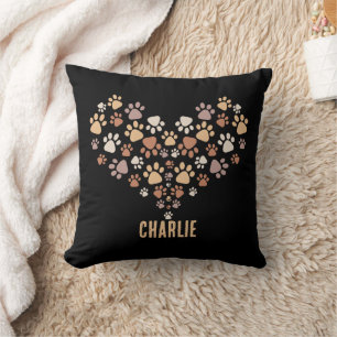 Coussin Chien mignon Paw Heart Animaux Chien Paws Amateurs
