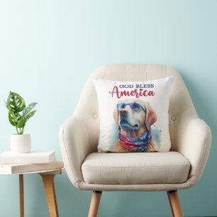 Coussin Chien patriote - Retriever doré