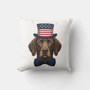 Coussin Chien Patriotique Gravure Vintage Design de T-Shir