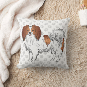 Coussin Chien Phalène Rouge Et Blanc Sur Empreintes De Pat