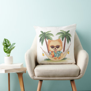 Coussin Chien Poméranien Dans Une Chemise Hawaïenne Hammoc