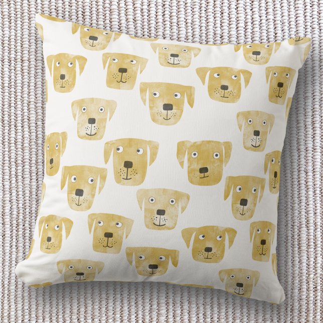 Coussin Chien Retriever Labrador Doré (Golden Labrador Retriever dog pattern throw pillow)