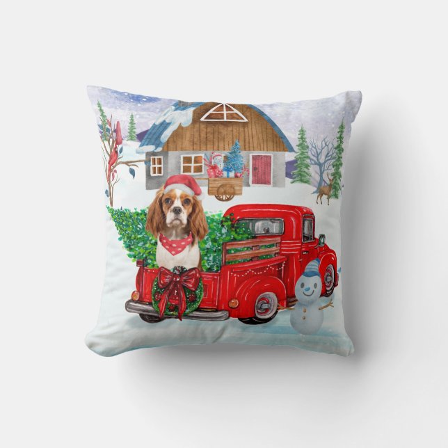 Coussin Chien Roi Cavalier En Livraison De Noël Camion Nei (Recto)