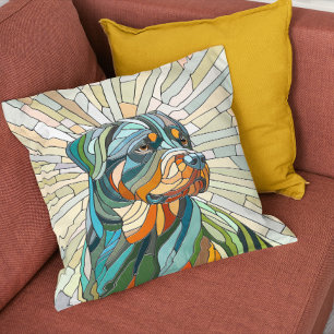 Coussin Chien Rottweiler - art de la mosaïque