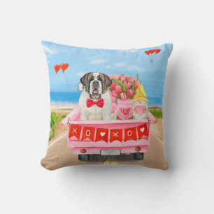 Coussin Chien Saint-Bernard Camion de la Saint-Valentin av