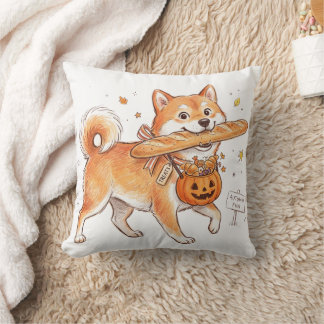 Coussin Chien Shiba Inu drôle de baguette de pain d'Hallow