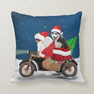 Coussin Chien sibérien Husky Noël Père Noël