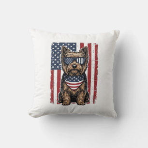 Coussin Chien Terrier Patriotique Drapeau Vintage Vector D