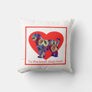 Coussin Chien tibétain de Terrier Coeur rouge Fête des mèr