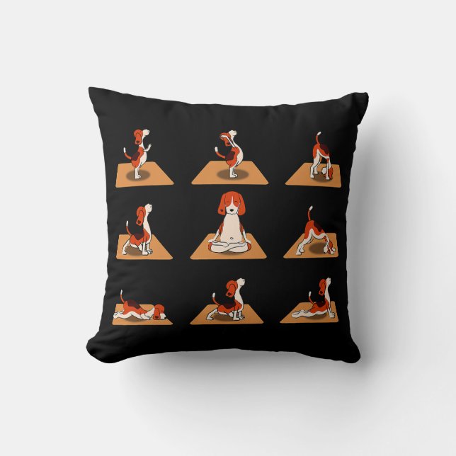Coussin Chiens Beagles mignons Yoga Asana Poses (Recto)