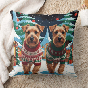 Coussin Chiens Biewer Terrier Noël Neige Fêtes