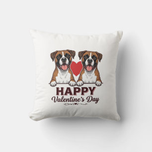 Coussin Chiens Boxer Joyeuse Saint-Valentin Vintage