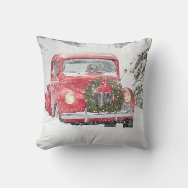Coussin Chiens dans un camion (Recto)