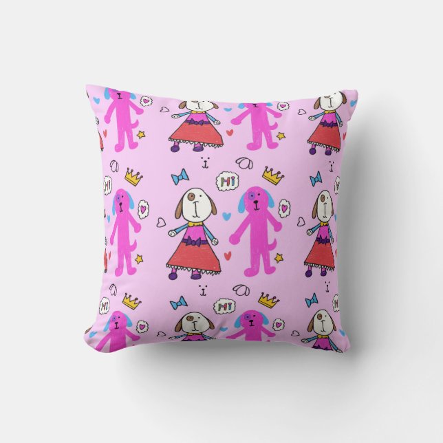 coussin "Chiens de chiot en rose" (Recto)