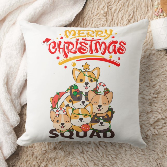 Coussin Chiens de l'Escouade de Noël Corgi Christmas Tree (Couverture)