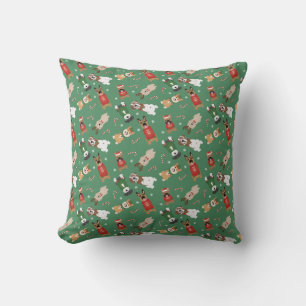 Coussin Chiens de Noël Motif Rouge Vert