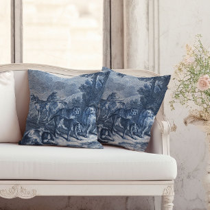 Coussin Chiens de poche et chiens de cheville Toile bleu V