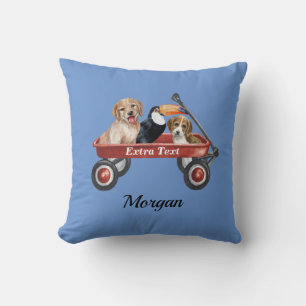 Coussin Chiens Et Oiseaux Mignons En Wagon Rouge, do-it-yo
