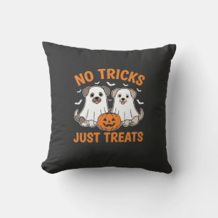 Coussin Chiens fantômes d'Halloween Pas de tours juste des