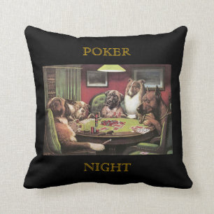 Coussin Chiens jouant le bluff audacieux C.M. Coolidge