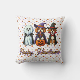 Coussin Chiens mignons comme fantôme, sorcière et vampire