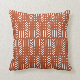 Coussin Chiffre Africain en boue pointes de flèche blanc s
