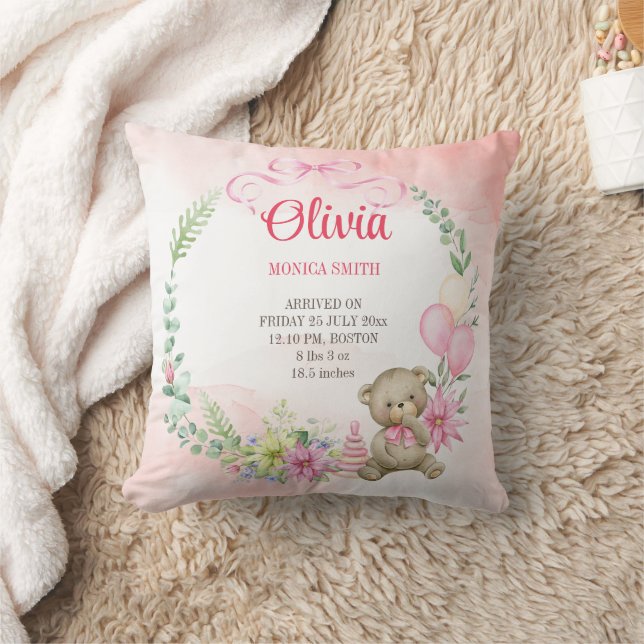 Coussin Chiffres de bébé de l'ours en peluche en arc flora (Couverture)