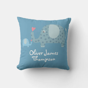 Coussin Chiffres de naissance des bébés Eléphants Polka Do