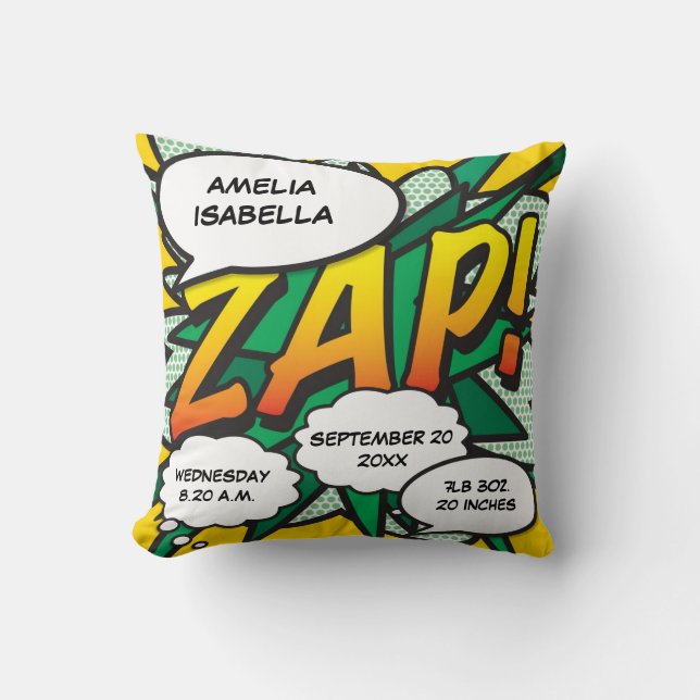 Coussin Chiffres de naissance des bébés Faire-part Keepsak (Recto)