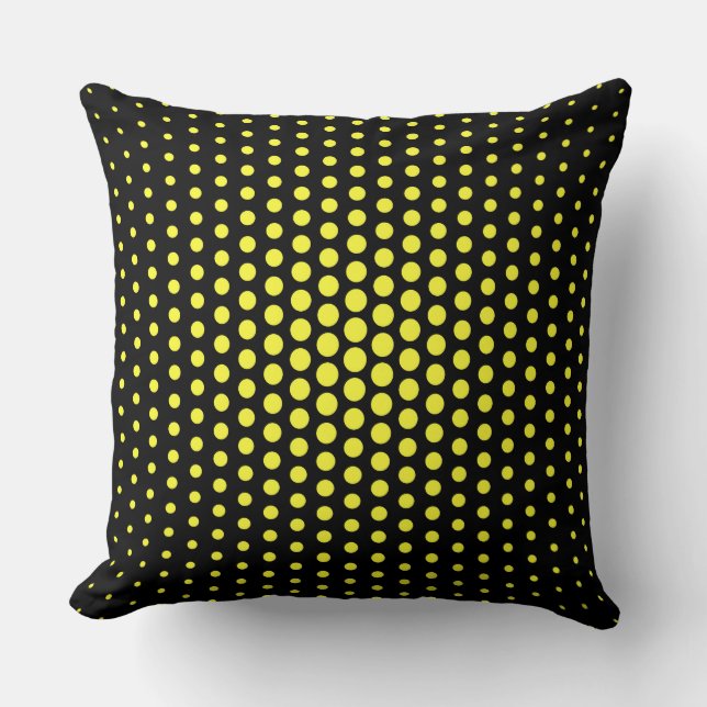 Coussin Chiffres Techno Jaune Noir Moderne (Recto)