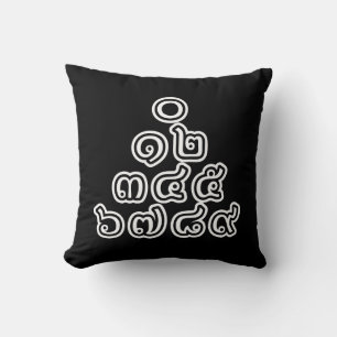 Coussin Chiffres thaïlandais Pyramide ♦ Script en thaï ♦