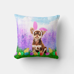 Coussin Chihuahua Chien avec oeufs de Pâques Poussins lapi
