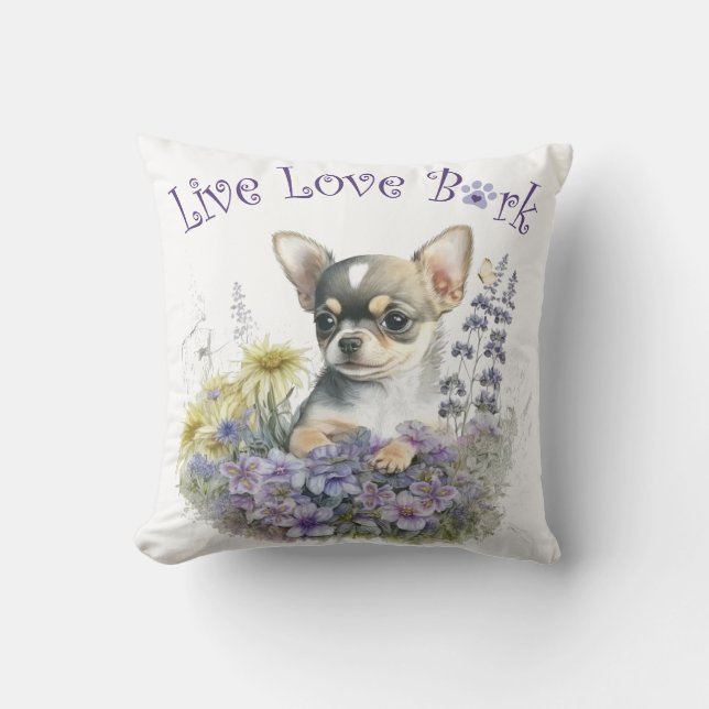 Coussin Chihuahua Chien Maman Florale (Recto)