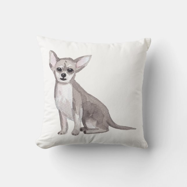 Coussin Chihuahua Couleur de l'eau peinture de l'art (Recto)