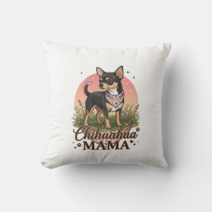 Coussin Chihuahua Mama Chien Bandana Floral Rose_1